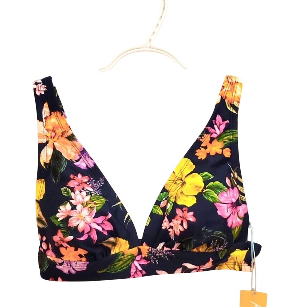 Kona Sol Floral Bikini Top Padded Swimsuit Top Tropical Print New - Picture 2 of 6